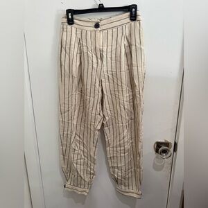 Zara Beige Tapered Chinos with black Pinstripes